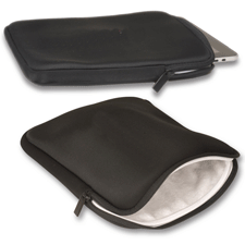 black neoprene iPad sleeve with cushioned interior